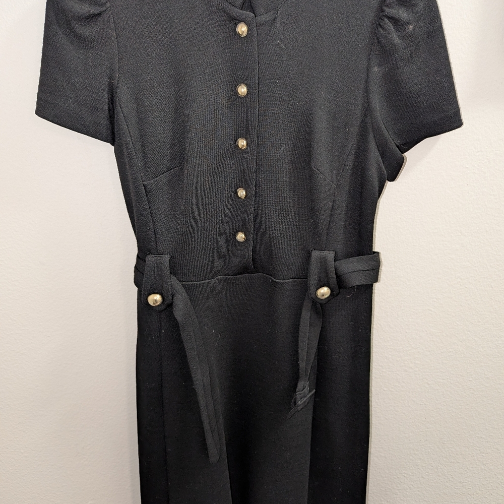 Milly New York Black wool dress with gold buttons size medium